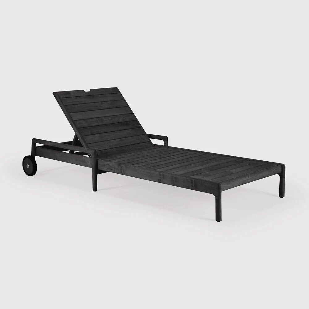 Selected Jack Solid Black Teak Outdoor Adjustable Lounger Frame Soft