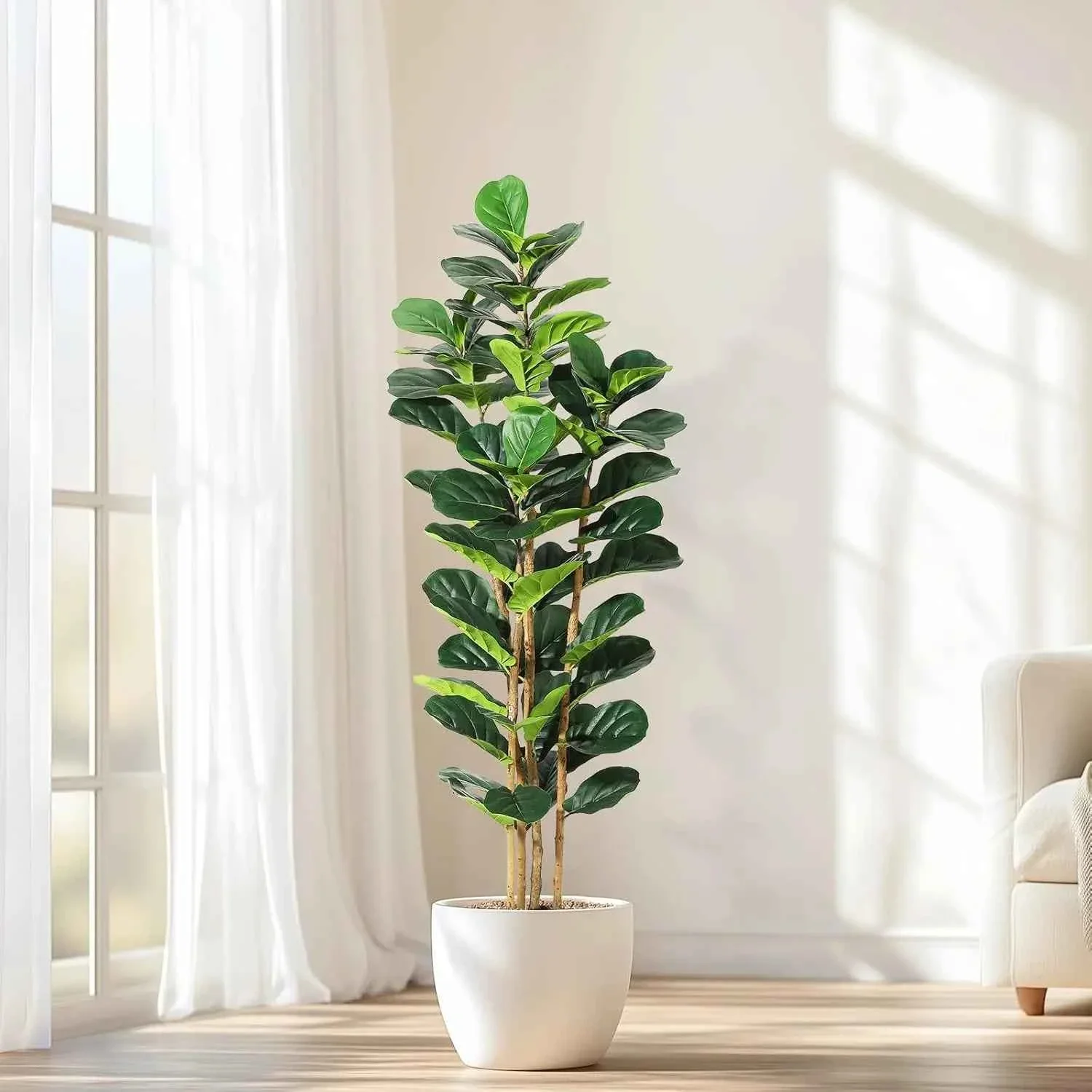 Environmentally Friendly Artificial Fiddle Leaf Fig Tree with Pot for Home Decor Genuine