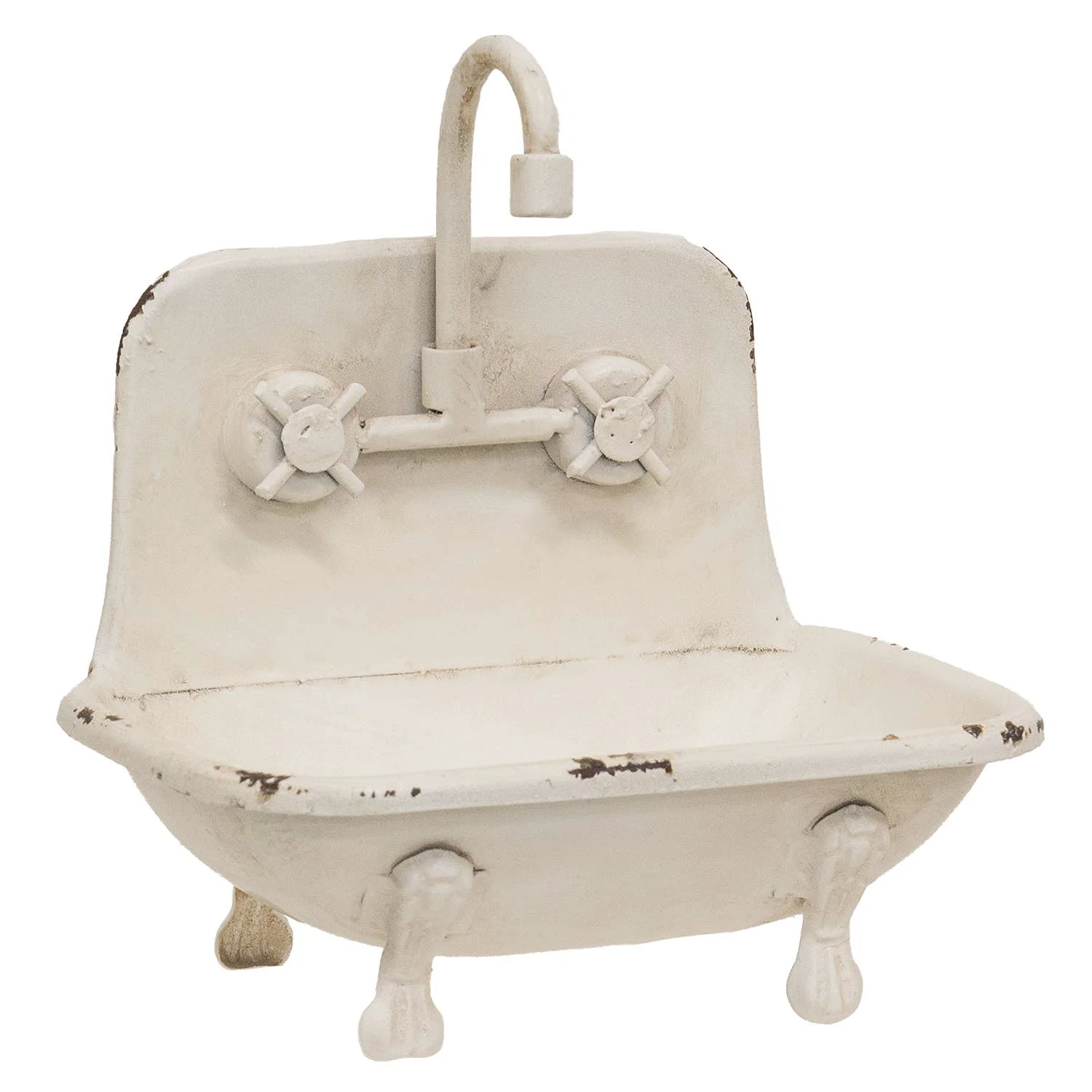 Organic Distressed White Faucet Bathtub Soap Dish Vintage Farmhouse Bathroom Decor Trendy