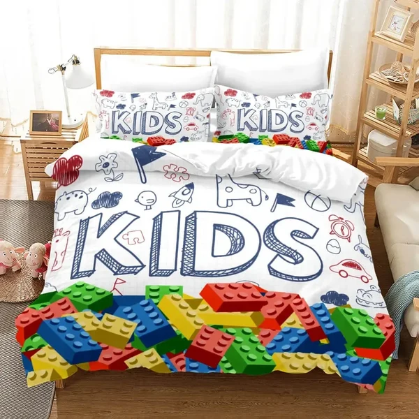 Secure Colorful Blocks Kids Duvet Cover Set Consistent