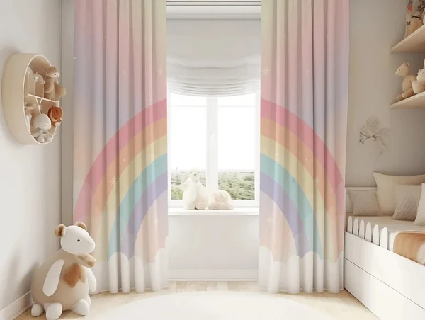 Traditional Pink Rainbow Curtains for Kids amp Girls Rooms Prestigious