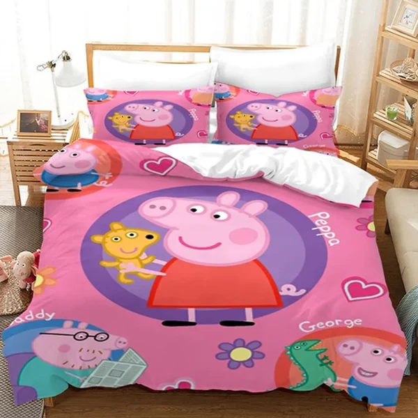 Environmentally Friendly Cartoon Peppa Pig Duvet Cover Set High-Performance