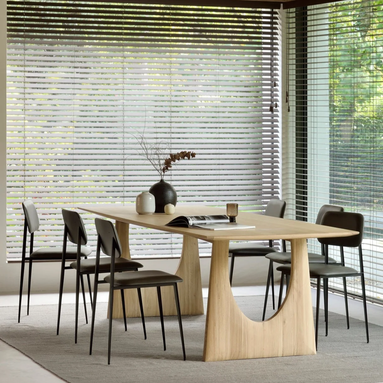 Powerful Geometric Oak Dining Table 98 quot Secure