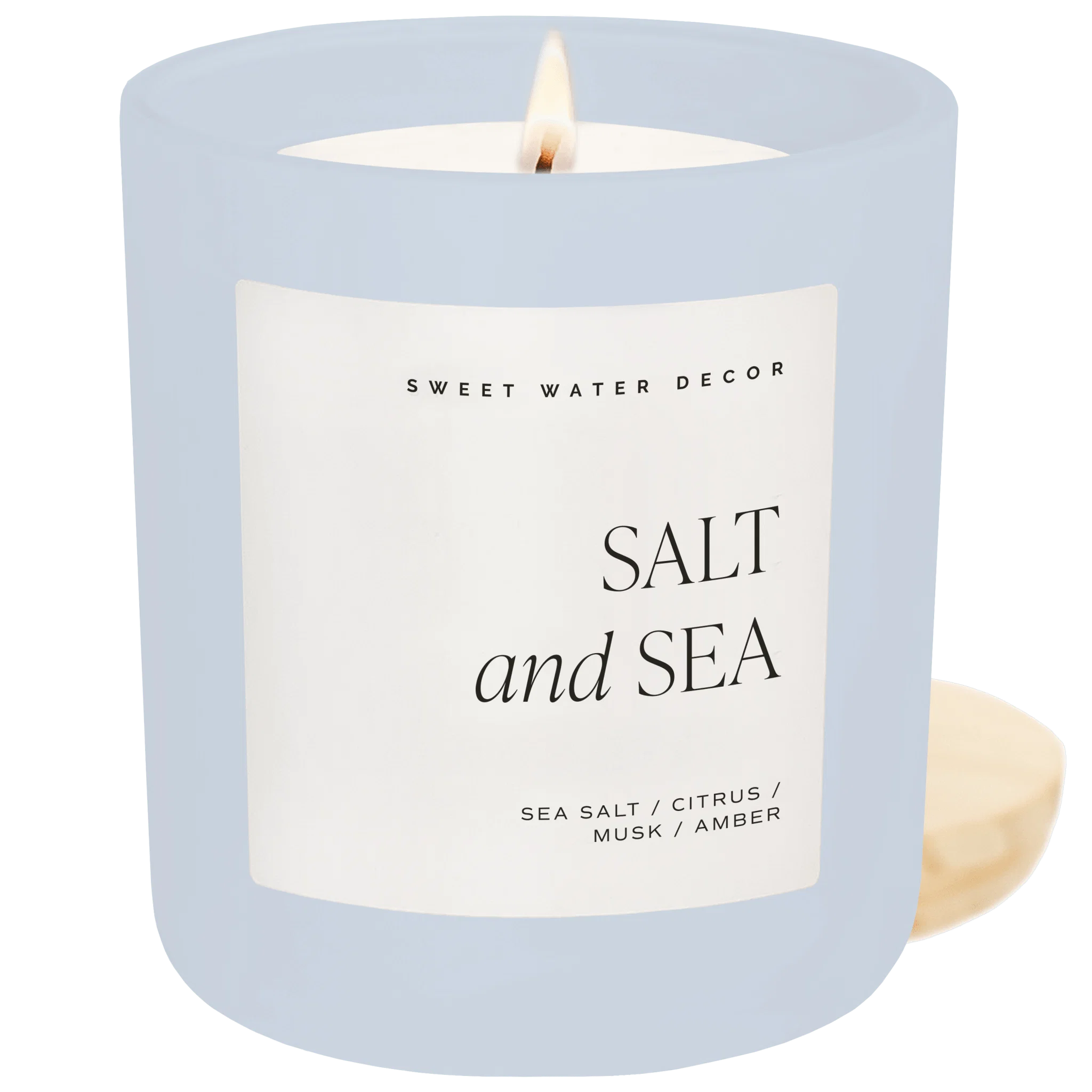 Classic Salt and Sea Soy Candle – Blue Matte Jar – 15 oz Fine Crafted