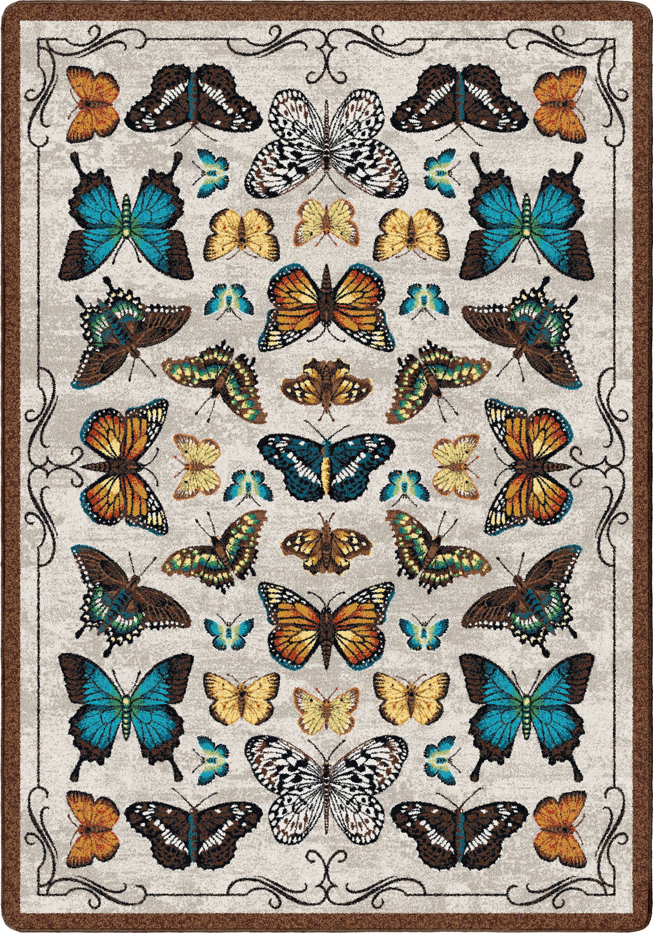 Convenient English Collector Cabinet Rug – Butterfly Multi Versatile