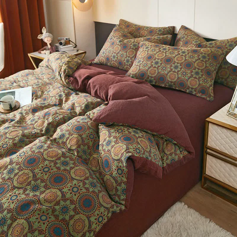 Easy-to-Use Ownkoti Vintage Medallion Jacquard Cotton Double Gauze Bedding Organic