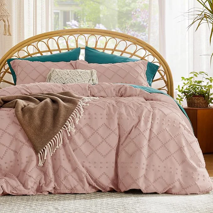 Contemporary Bedsure Boho Twin Duvet Cover Size – Pink Breathable amp Soft Boho Bedding Machine Washable Comforter Cover for All Seasons Includes 1 Duvet Cover 68 quot x90 quot with 1 Pillow Sham amp Zipper Closure Flexible