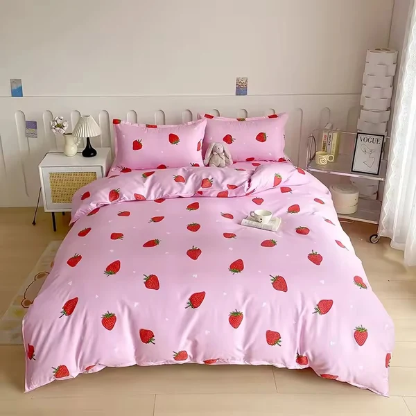 Reusable Strawberry Duvet Cover Set for Girls – Tropical Fruit Kids Quilt Cover Fine Crafted