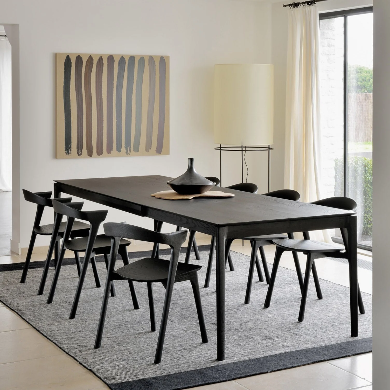 Minimalist Bok Solid Black Oak Extendable Dining Table 71 quot 110 quot Safe