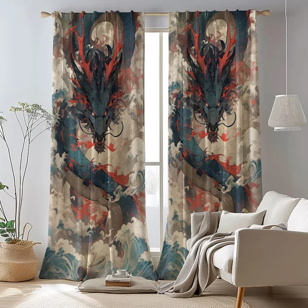 Easy-to-Use Dragon Curtains – Asian Mythology Fantasy Art Drapes Japanese Oriental Home Decor Window Panels Carefully Designed