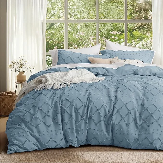 High-Quality Bedsure Boho Duvet Cover Queen Size Mineral Blue Breathable amp Soft Boho Bedding Machine Washable Comforter Cover for All Seasons Includes 1 Duvet Cover 90 quot x90 quot with 2 Pillow Shams amp Zipper Closure High-Grade