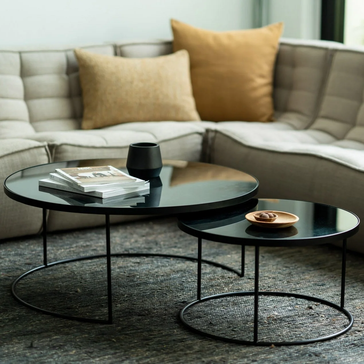 Relaxed Nesting Coffee Table Set Charcoal Comfortable