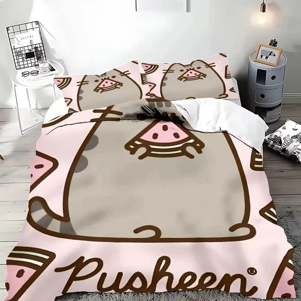 Durable Pusheen Cat Duvet Cover Set – Cute Cartoon Bedding with Pillowcase for Kids Teens amp Adults Reliable