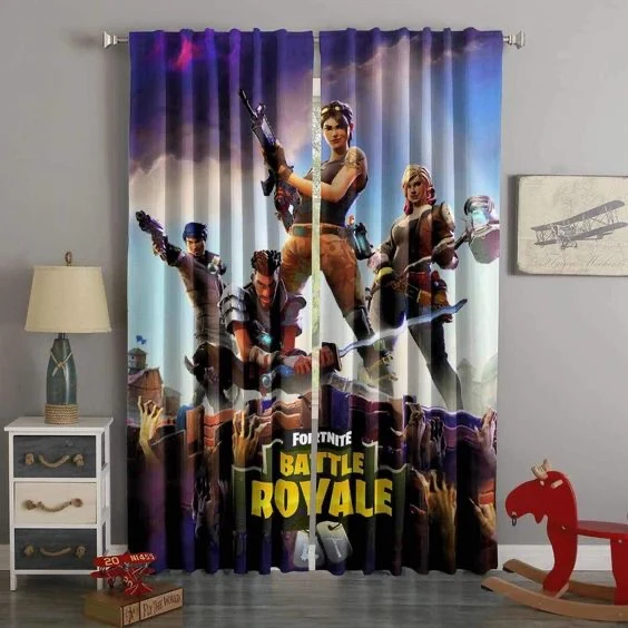 Luxury Fortnite Window Curtains – Premium Gaming Room Decor Reusable