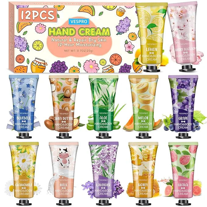 Sustainable VESPRO 12 Pack Hand Cream Gift Set Mothers Day Gifts Bulk Hand Lotion Travel Green