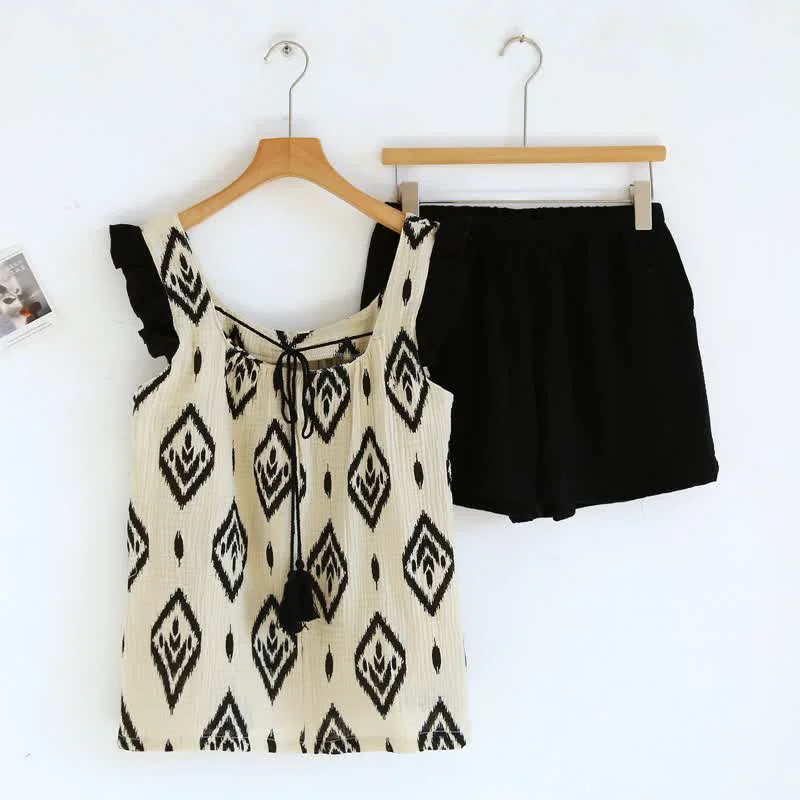 Elite Ownkoti Boho Cotton Gauze Flutter Sleeve Pajama Set Smart