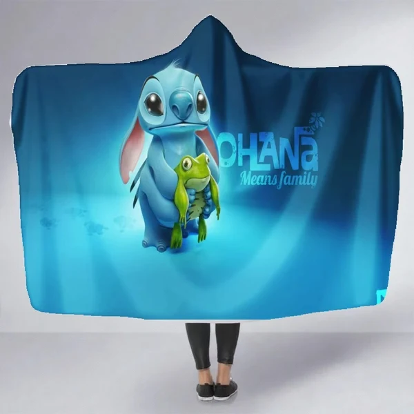 Trendy Stitch and Lilo Hooded Blanket for Kids Soft Warm Cartoon Character Blanket First-Class