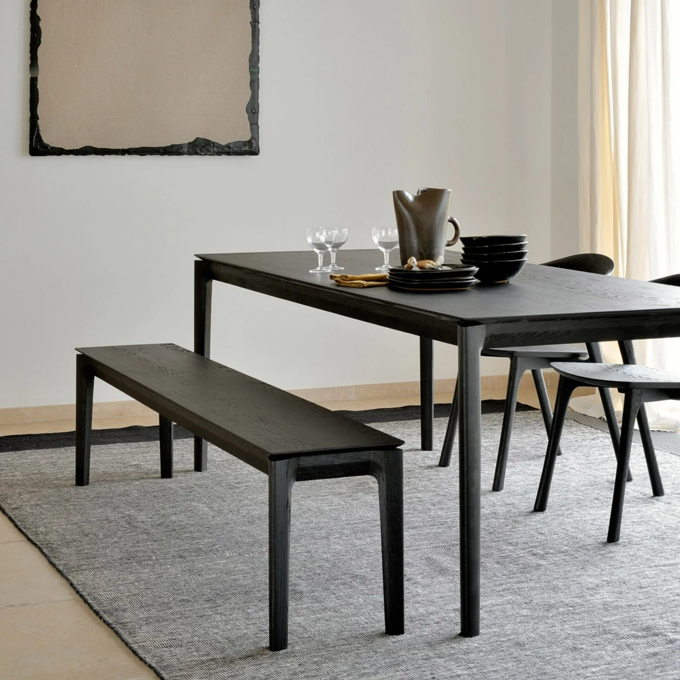 Smooth Bok Solid Black Oak Bench 73 quot Fashionable