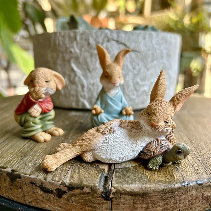 Original Ownkoti 3PCS Miniature Rabbit Resin Garden Sculptures Functional