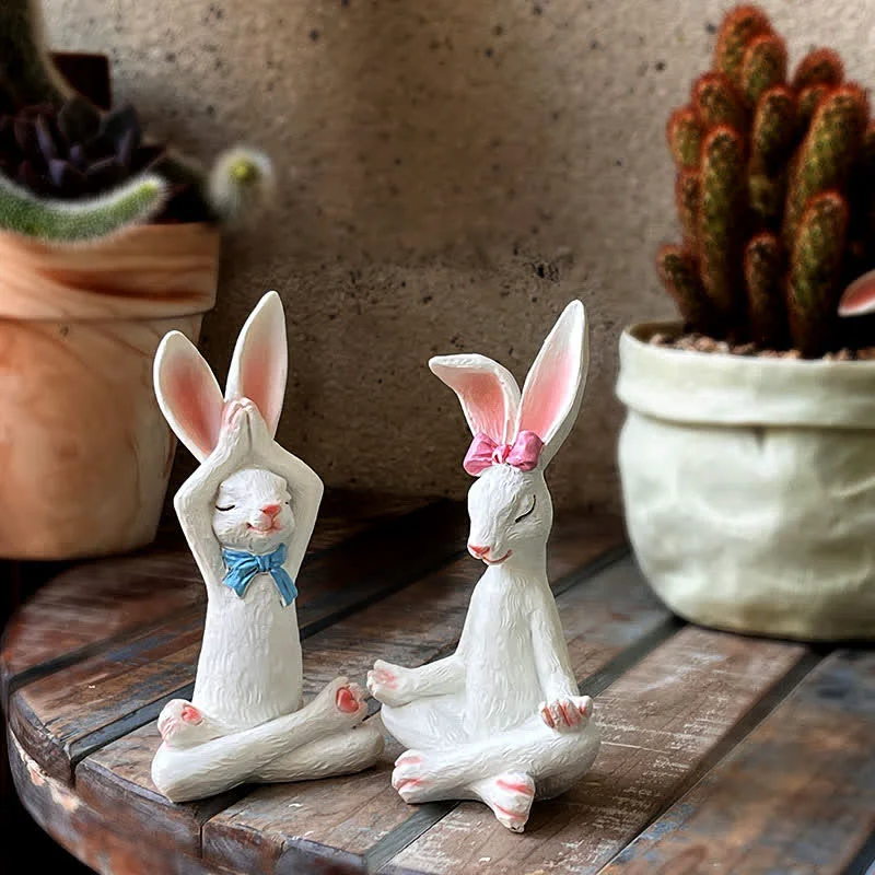 Innovative Ownkoti Resin Yoga Rabbit Garden Sculptures Set High-Grade