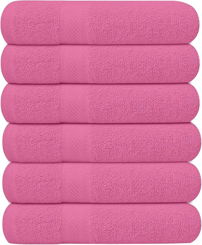 Refined KAHAF COLLECTION 6 Pack Bath Towels Set Ring Spun Cotton Lightweight Modern