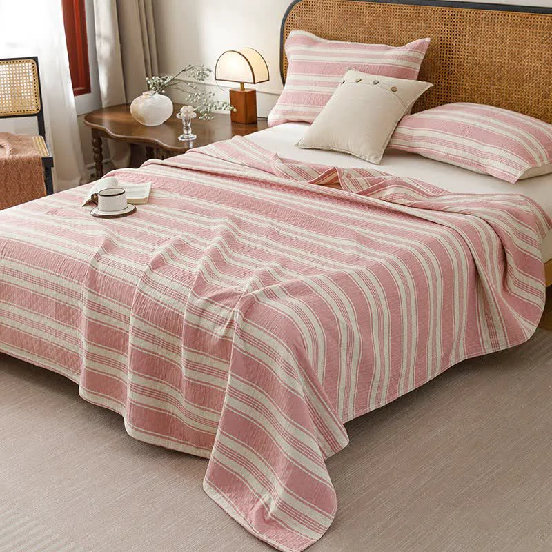 High-Grade Ownkoti Minimalist Striped Cotton Gauze Quilt Blanket Healthy