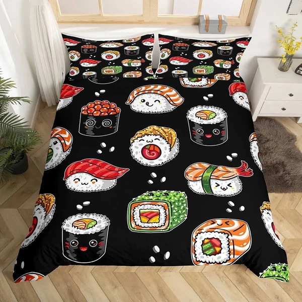 Effective Sushi Doona Cover – Japanese Cartoon Colorful Food Bedding Set for Kids amp Adults Efficient