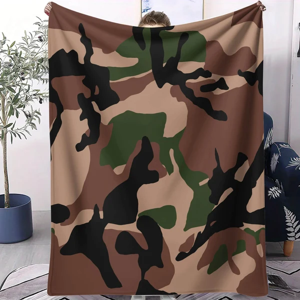 High-Performance Camouflage Throw Blanket – Military Camo Flannel Throw for Sofa Bed amp Camping Quality