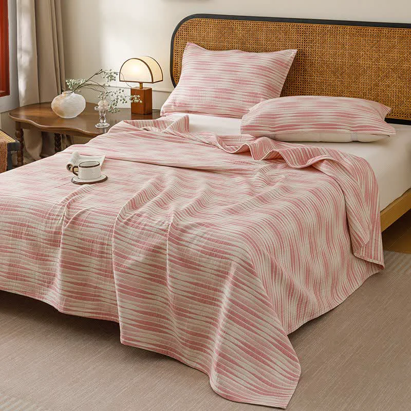 Exceptional Ownkoti Curved Wave Cotton Gauze Quilt Blanket Smooth