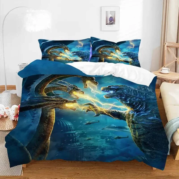 Expertly Made Godzilla King Kong Doona Cover – Action Monster Battle Bedding Set Classic