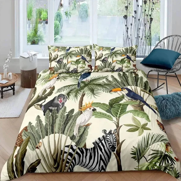 Effective Tropical Parrot Doona Cover – Palm Leaves Bedding Set For Bedroom Decor Contemporary
