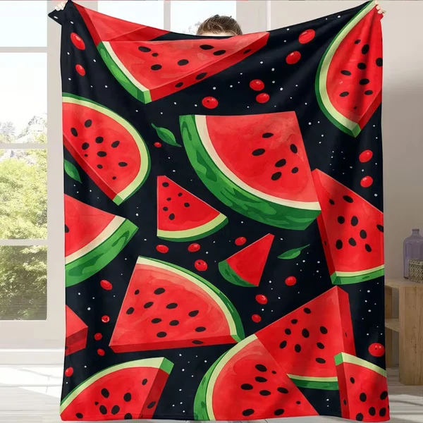 Genuine Watermelon Fruit Throw Blanket – Colorful Themed Flannel Blanket for Sofa Bed amp Bedroom Decor Modern