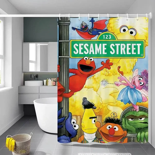 Smart Sesame Street Shower Curtain – Cookie Monster amp Elmo Kids Bathroom Decor Convenient