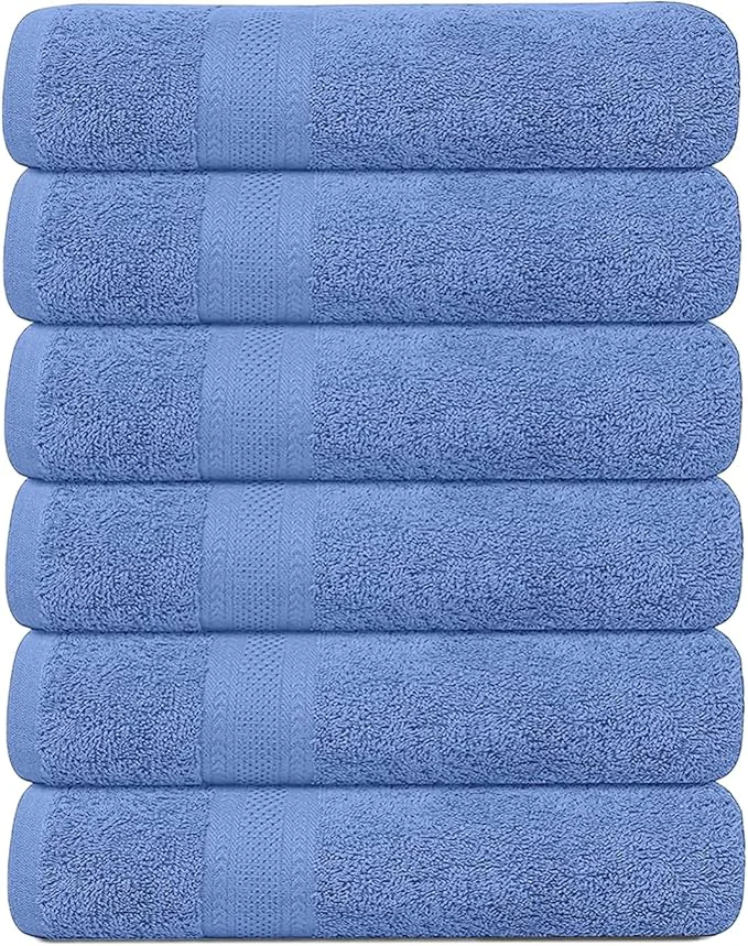 Certified KAHAF COLLECTION 6 Pack Bath Towels Set Ring Spun Cotton Lightweight Original