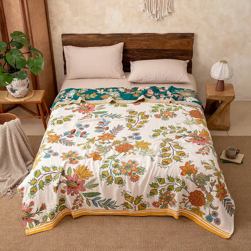 Traditional Ownkoti Vibrant Floral Pure Cotton Quilt Blanket Powerful