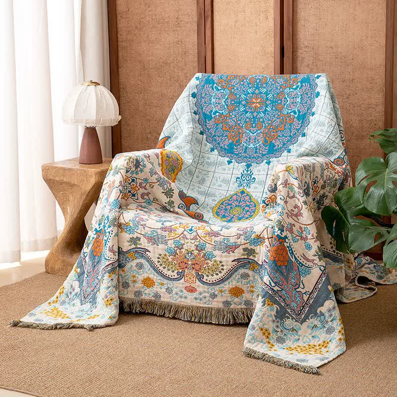 Verified Ownkoti Vintage Style Cotton Tassel Blanket Pure