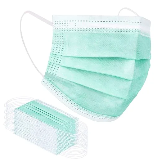 Expertly Made Borje Green Disposable Face Mask 100 Pcs Green Face Masks 3 Ply Protection Masks Comfortable