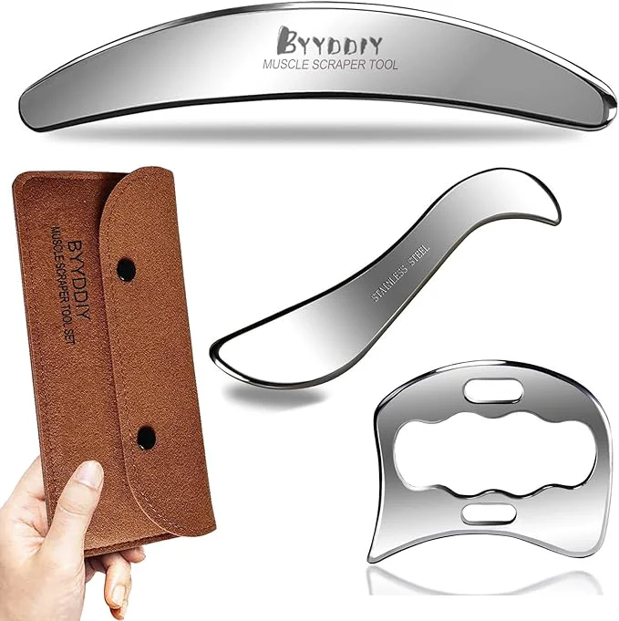 Specialty BYYDDIY 3 in 1 Stainless Steel Muscle Scraper Tools Set Scraping Massage Tools Environmentally Friendly