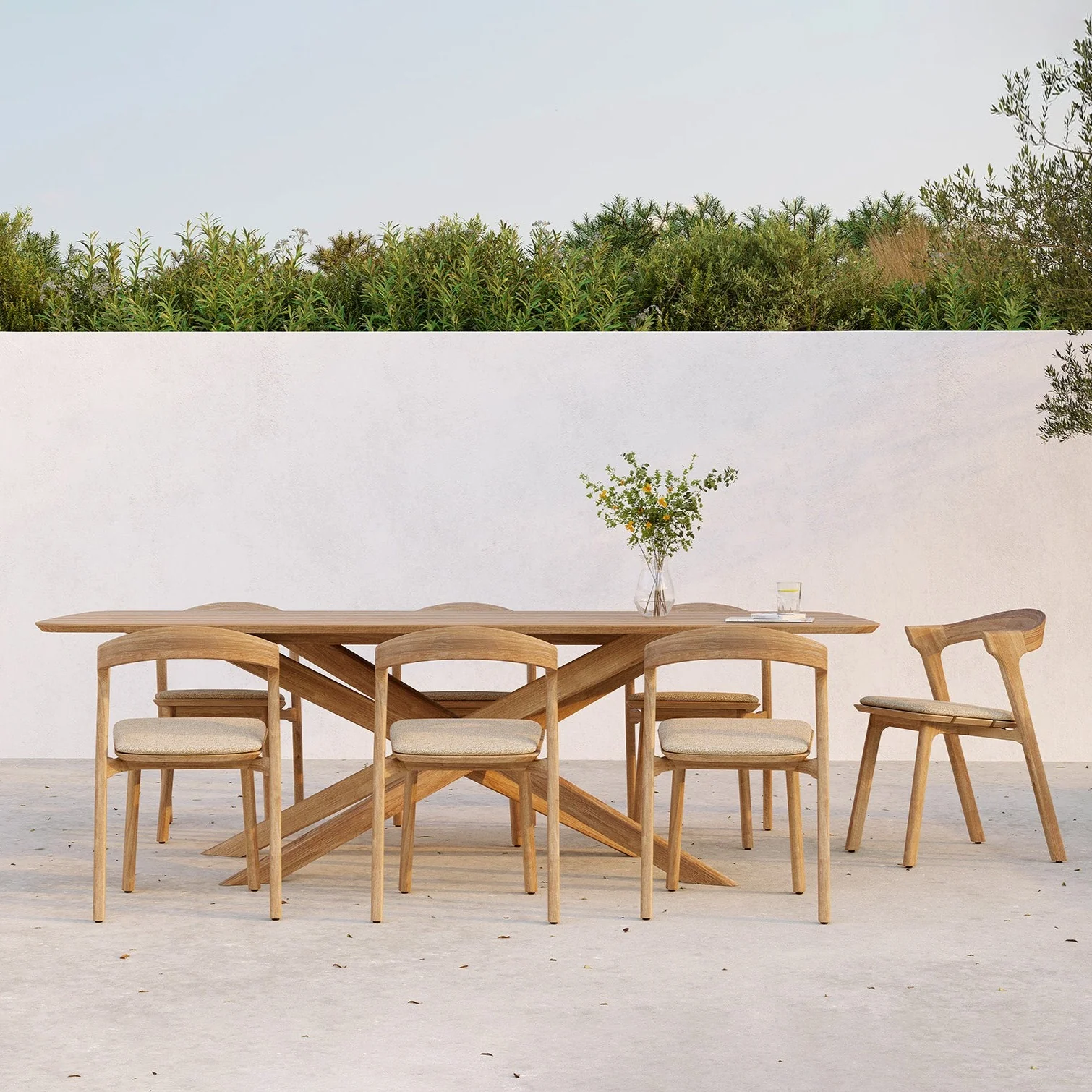 Clean Bok Outdoor Dining Chair Cushion Natural Fabric Functional