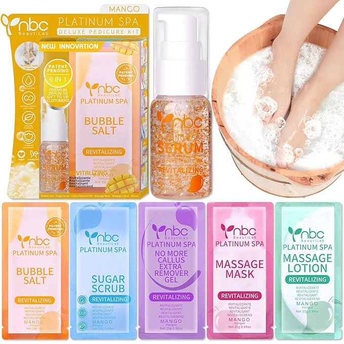 Innovative Pedicure Kit Foot Soak Set Bubble Salt Sugar Scrub Massage Mask Massage Green