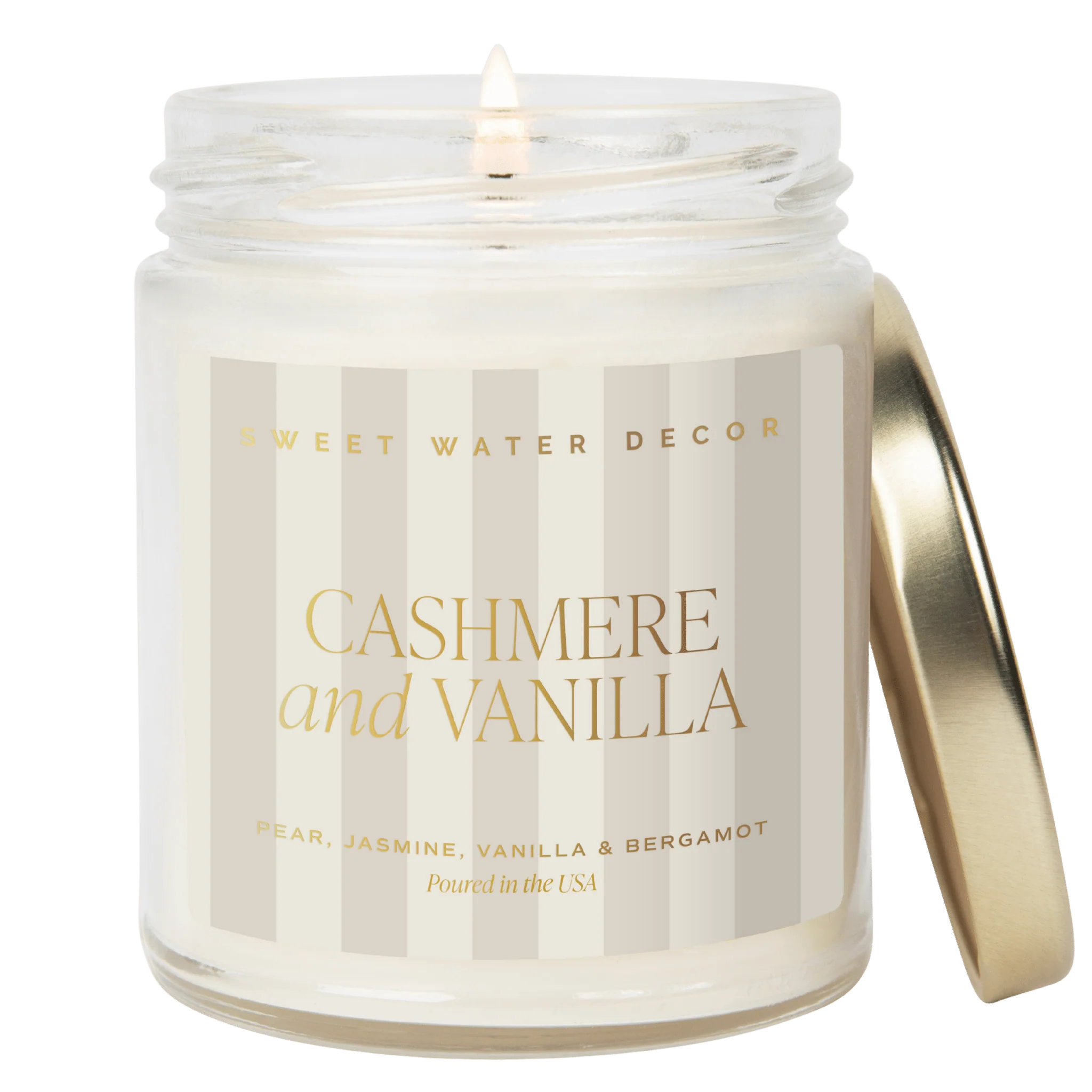 Recyclable Cashmere and Vanilla Soy Patterned Candle – Clear Jar – 9 oz Fine