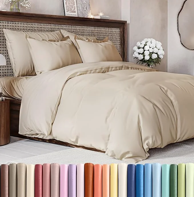 Certified Duvet Cover Cal King Size Set – Extra Soft Cal King Duvet Cover 104 quot x 98 quot with 2 Pillow Shams – Hotel Luxury Easy Care amp Fade with Zipper Closures amp Ties – Comfy Cozy and Breathable Wheat Outstanding