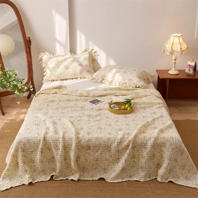 Stylish Ownkoti Floral Cotton Gauze Waffle Bedspread Quilt Original Design