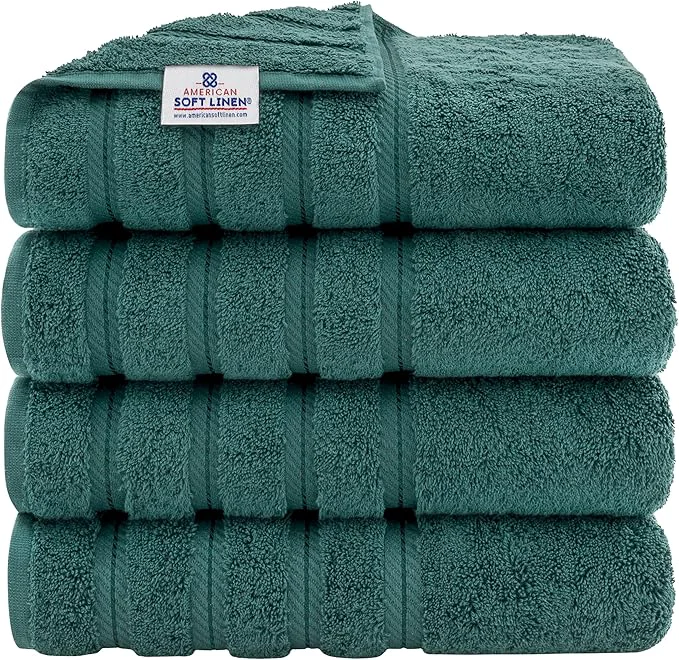 Stylish American Soft Linen Luxury 4 Piece Bath Towel Set 600 GSM Cotton Turkish Prestigious
