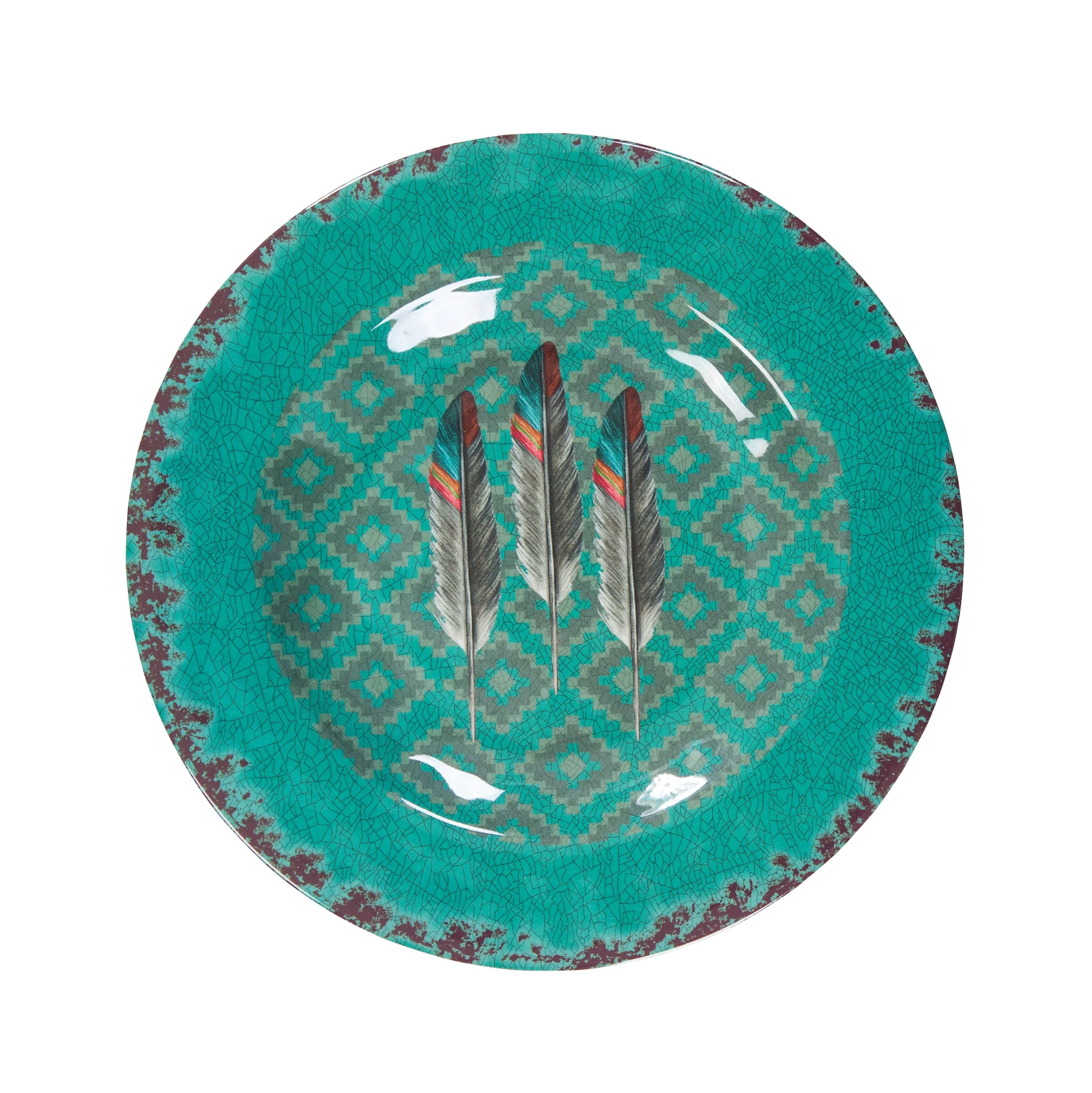 Traditional Feather Design Melamine Salad Plate 4 Pc Trendy