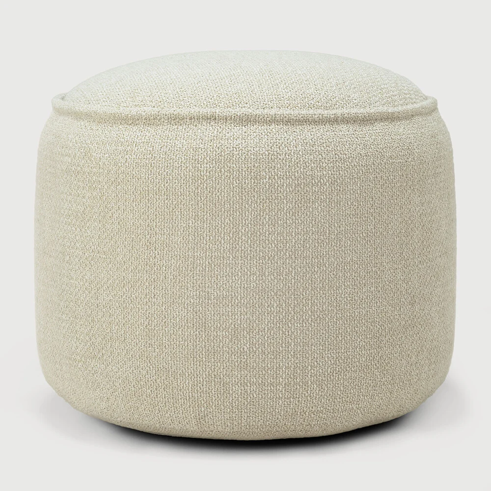 Soft Donut Outdoor Pouf Natural Check Fabric Consistent