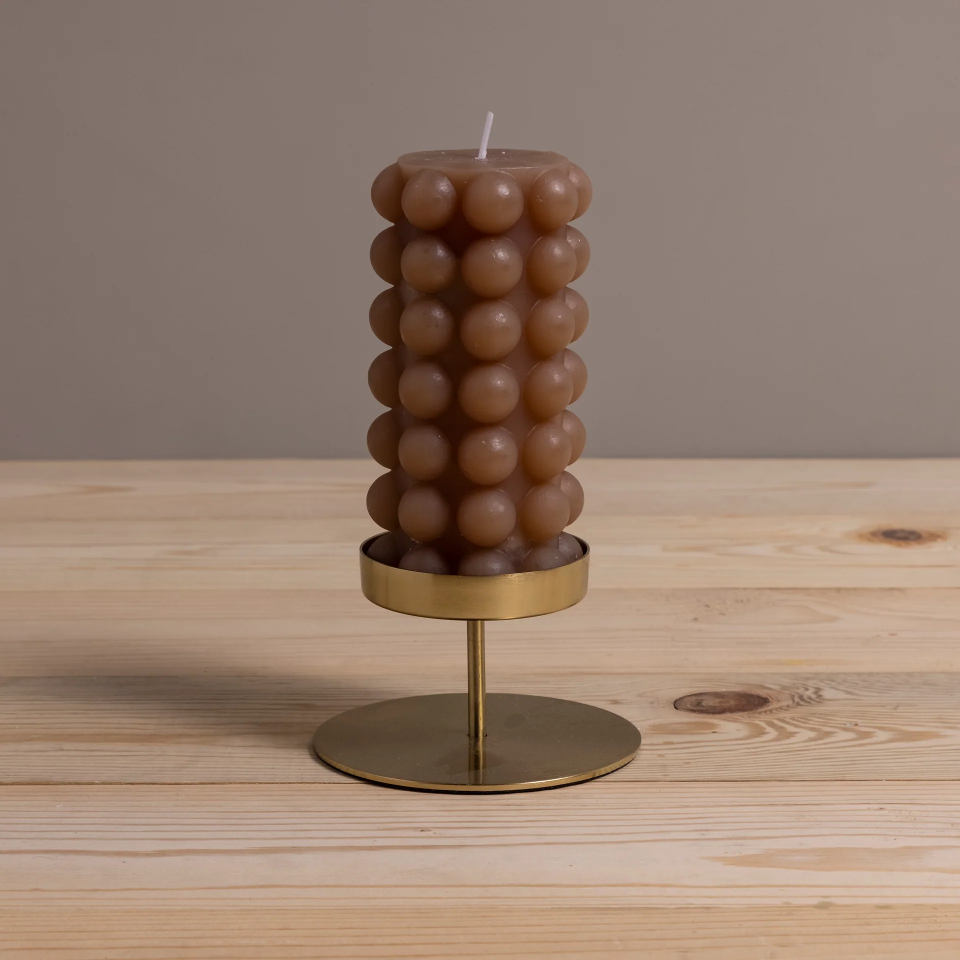 Crafted Hobnail Pillar Candle Cappuccino Authentic