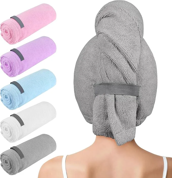 Pure AIDEA Microfiber Hair Towel Open Wide-End Hair Towels Super Absorbent Hair Reusable