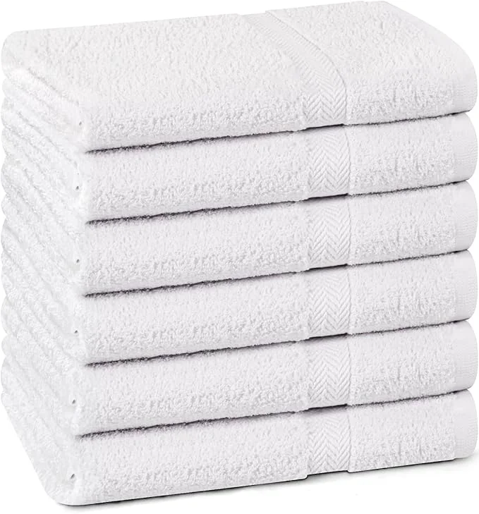 Contemporary Towel and Linen Mart Cotton White 6 Pack Bath Towel Set Quick Dry Clean