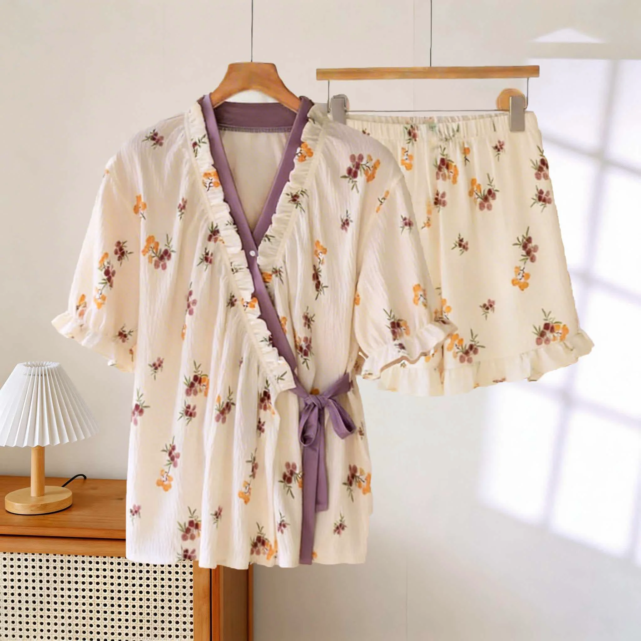 Efficient Ownkoti Rustic Berry Ruffle Sleeve Pajama Set Expertly Made